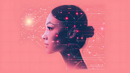 concept of AI brain in futuristic color palette, abstract