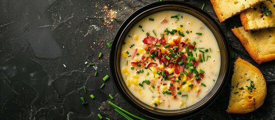 Canvas Print - A bowl of soup with bacon