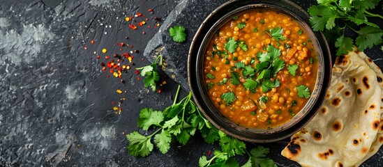 Poster - A bowl of soup with a bunch of parsley on top