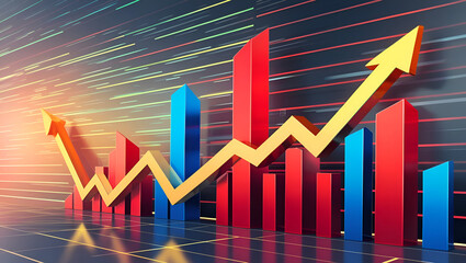 Business digital graph chart in stock trade market. Growth investment