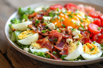 Wall Mural - Tasty American cobb salad with boiled egg