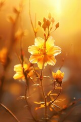 Wall Mural - Golden Flower Blossom in Sunlight