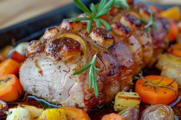 Canvas Print - Tasty roasted pork and veggies