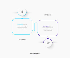 Vector Infographic label design template with icons and 2 options or steps. Can be used for process diagram, presentations, workflow layout, banner, flow chart, info graph.