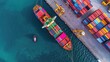 © Johannes - Aerial view of a cargo ship loaded with colorful containers at a commercial dock, representing global trade and logistics