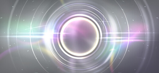 Wall Mural - abstract sphere with white light flare effect. realistic vector illustration of circular shine glow 