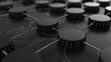 Sticker - Black Circular Network With Connected Chains