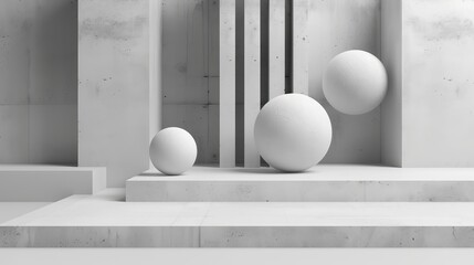 Sticker - White Spheres on Concrete Platforms