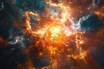 Wall Mural - galaxies moving further apart, demonstrating the continuous growth of the cosmos, a supernova explod