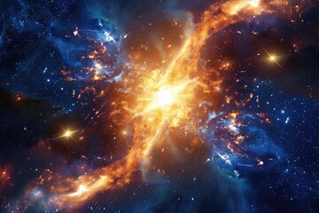 Wall Mural - galaxies moving further apart, demonstrating the continuous growth of the cosmos, a supernova explod