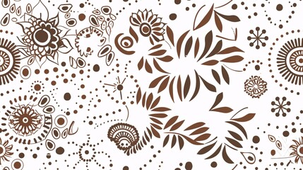 Seamless pattern detailed black line mandala design, white background