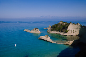 Beautiful view of Cape Drastis in the island of Corfu in Greece.