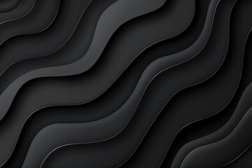 Wall Mural - Elegant black wavy pattern with subtle depth and texture showcasing a sophisticated and modern abstract design