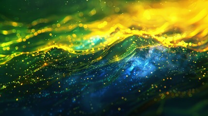 Wall Mural - Abstract Green, Yellow, and Blue Wavy Background