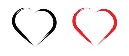Wall Mural - hand drawn heart. brush stroke painted love symbol. transparent png and vector illustration.
