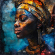 © Adam - Oil Painting Portrait of an African Woman Wearing a Headwrap