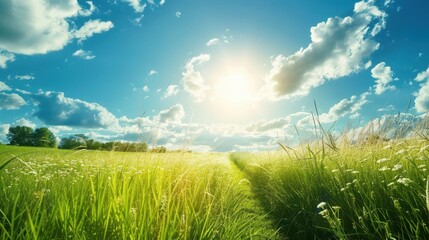 Wall Mural - Summer Meadow with Sunrays