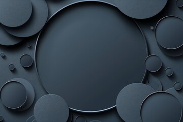 Poster - Elegant black circular objects on a dark background creating a visually sophisticated and modern abstract pattern