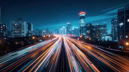 Wall Mural - Night City Lights and Traffic