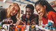 © Daria Lukoiko - A group of diverse high school students working on a robotics project in their STEM class, teamwork and enthusiasm for technology and innovation. modern education and youth engagement in science