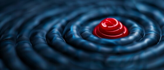 Wall Mural -  A tight shot of a red orb in the center of a spiraling blue body of water