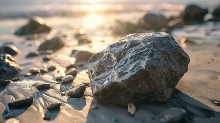 Wall Mural - Stone on beach for backdrop