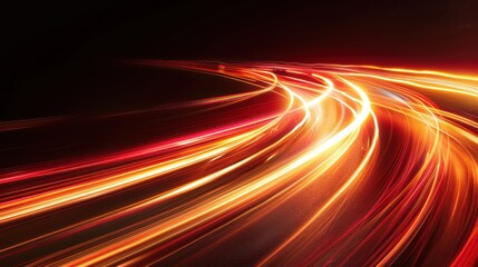 Poster - Light Trails on a Curved Road