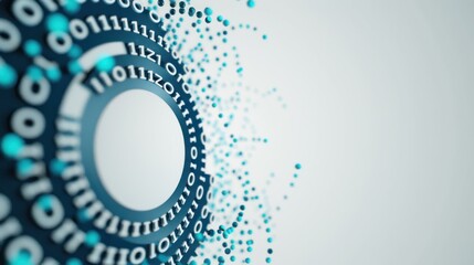 aithemed digital concept with futuristic interface binary code on white background.