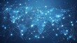 © adri - Glowing blue world map with glowing dots and connection lines on dark blue background