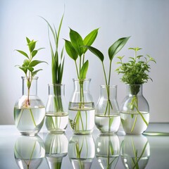 Poster - Green Life in Vases - Minimalist Botanical Still Life, plants, vase, greenery, nature