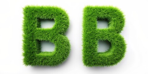 Green Grass Letter B, 3D Rendering, Alphabet, Nature, Ecology, grass, letter