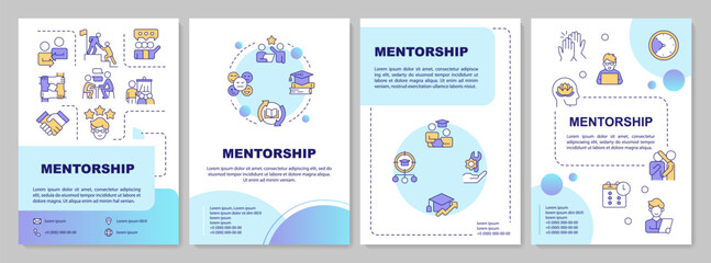Wall Mural - mentorship blue circle brochure template. guidance. leaflet design with linear icons. editable 4 vec
