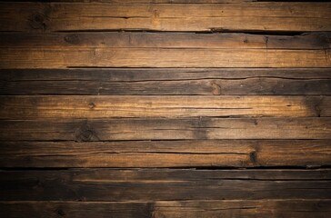 Canvas Print - Close-up of rustic wooden surface with weathered planks arranged horizontally textured background