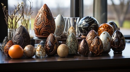 Canvas Print - Sophisticated Chocolate Boutique Display with Handcrafted Easter Chocolate and Gourmet Treats  