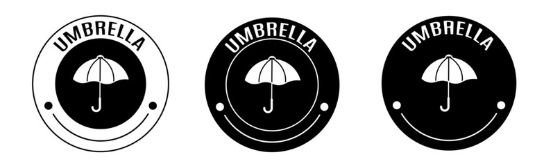 Wall Mural - Black and white illustration of umbrella icon in flat. Stock vector.