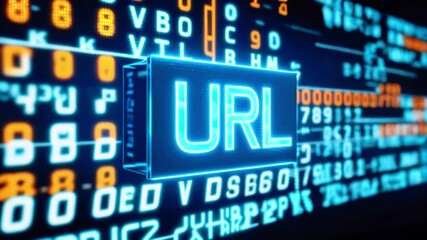 A blue and orange digital background with the word 
