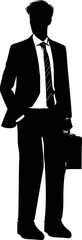 Wall Mural - silhouette of a person with a suitcase, business man vector illustration