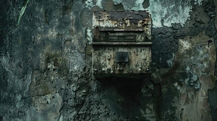 Damaged mailbox hanging on a wall