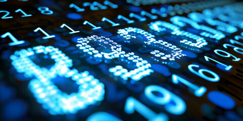 Abstract binary coding on dark background. Matrix and security concept. 3D Rendering.