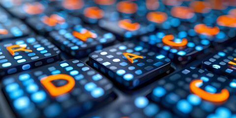 Abstract binary coding on dark background. Matrix and security concept. 3D Rendering.