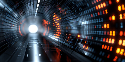 Abstract binary coding on dark background. Matrix and security concept. 3D Rendering.