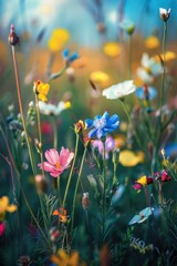 Wall Mural - Vibrant Wildflowers in a Meadow