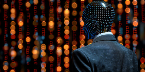 Abstract binary coding on dark background. Matrix and security concept. 3D Rendering.