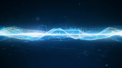 Leinwandbilder - This Abstract waves glowing blue on a dark background. Technology background communication