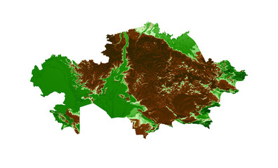 Poster - Kazakhstan Topographic Map 3d realistic map Color 3d illustration
