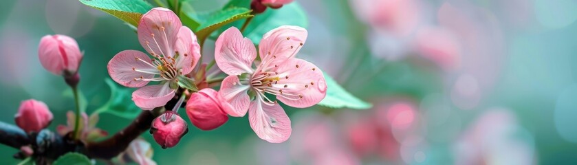 Wall Mural - Pink Flowers Blossom in Spring