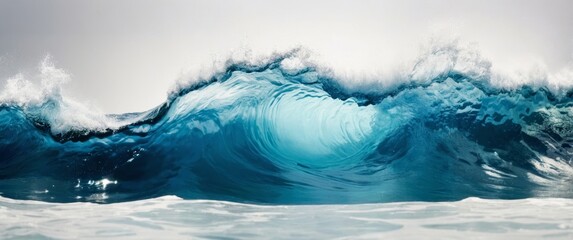 Poster - Large wave breaks powerful surge of water dynamic beauty of ocean on white background