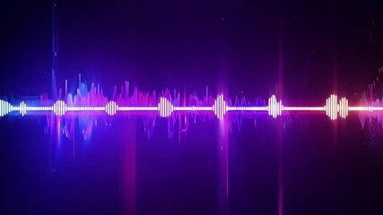 Leinwandbilder - This White soundwave line on dark blue, purple, green background. Technology background