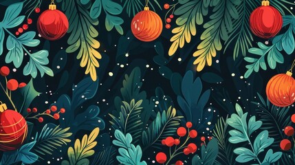 Wall Mural - Christmas Ornament Festive Illustration