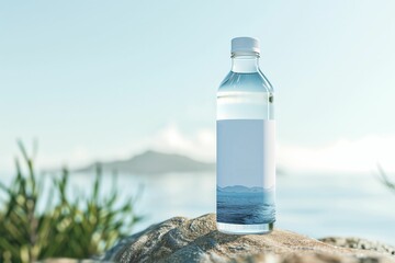 Water bottle with a blank label